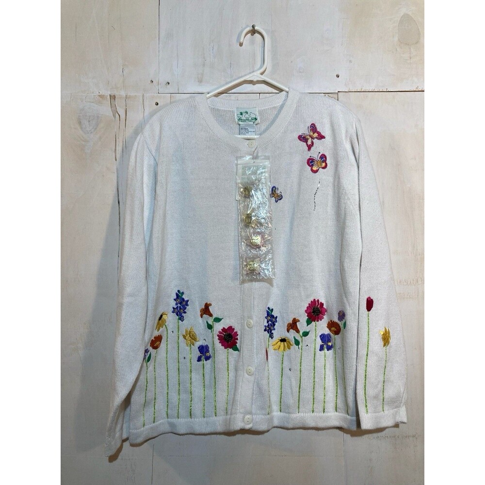 Quacker Factory Sweater XL Cottagecore Embroidere… - image 2